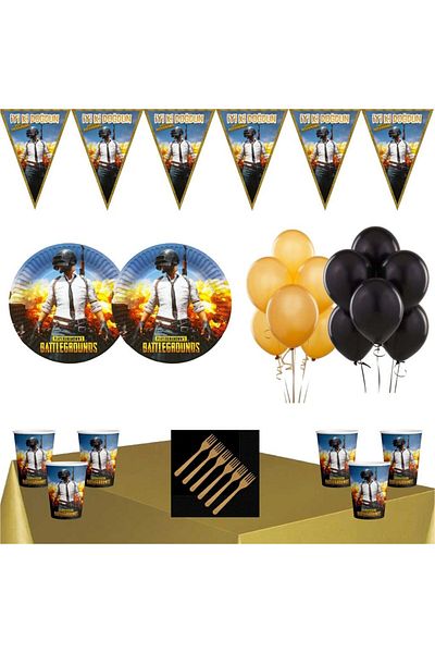 Parti Furyası Pubg themed Birthday party set economic ornaments 8 person
