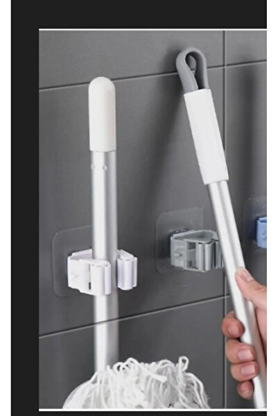 Kaşbaşı Home 3 Adet Süpürge Ve Paspas Tutucu Duvar Askısı Mop Tutucu Askı
