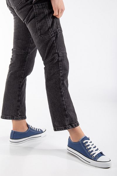 MİSSWEMODASHOES Unisex Denim Blue Linen Cnv Model Sports Shoes