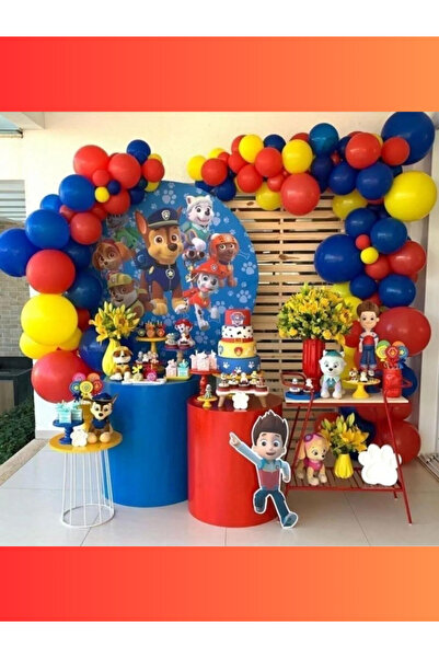 FOKUL Paw Patrol 45 Adet Balon Seti Kırmızı Lacivert Sarı Balon Zinciri Seti ...