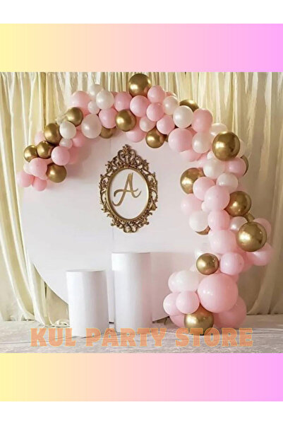 FOKUL 50 Adet Pembe Beyaz Gold Balon Zinciri Süsleme Seti Doğum Günü Bride Do...