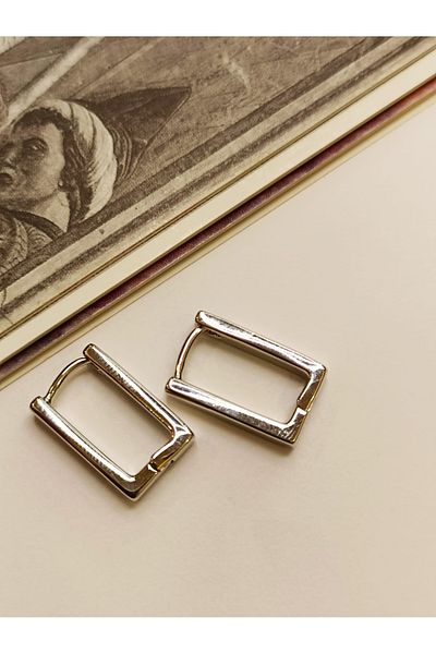 PAMES Mini Rectangular Steel Hoop Earrings