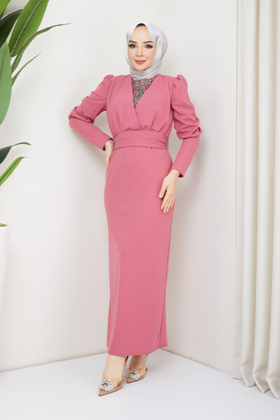 marwella Berfin Tesettür Abiye - Gül Kurusu