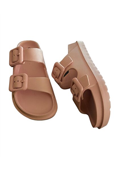 Akınal Bella EVA DOUBLE BUCKLE SALMON COLOR WOMEN'S AND KIDS ULTRA SOFT VERY SOFT ADJUSTABLE SLIPPERS MODEL