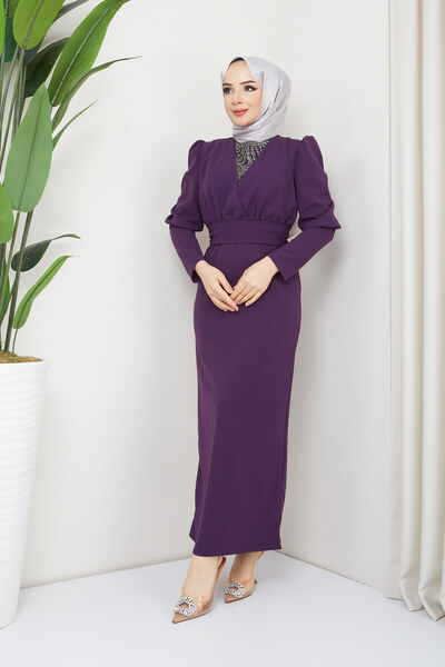 marwella Berfin Tesettür Abiye - Mürdüm