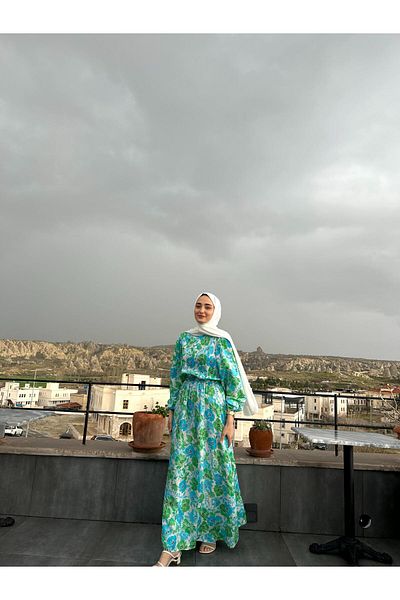 NAQISHE NAQISHE FLOWER PRINTED DRESS\AQUA