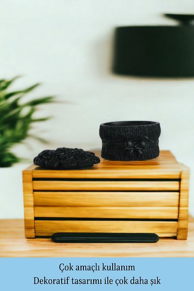 Evene Cutie de bijuterii multifuncțională cu capac decorativ Culoare neagră Model 19