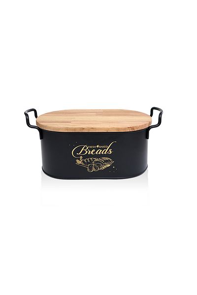 EVSTYLE Black Wooden Cut Board Bread Box