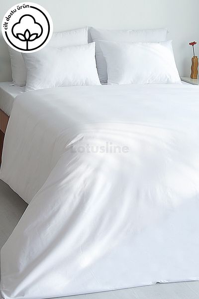 Lotusline HOME Λευκό Πολυτελές Βαμβακερό Παπλωματοθήκη Μονό - 160*220