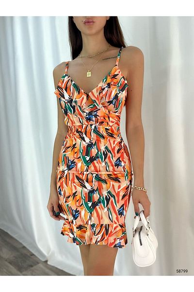 merysare Rochie de damă din țesătură creponată cu model - bretele (opțiuni de culoare)