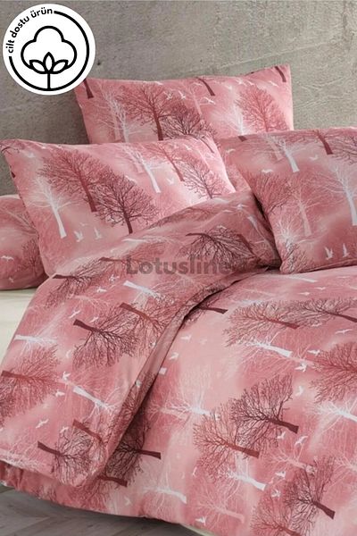 Lotusline Home Burgundy Tree Pattern Single Luxusní bavlněné povlečení Set - Set