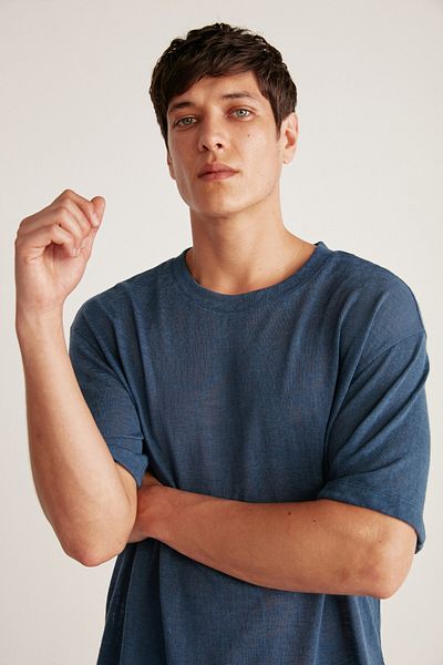 GRIMELANGE Lucas Comfort Navy Blue T-shirt