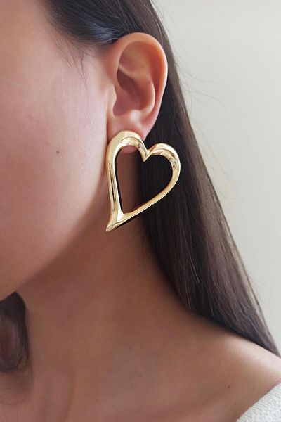 By Zeyna Aksesuar Women's Special Design 5 cm Heart Model Earrings zyna003
