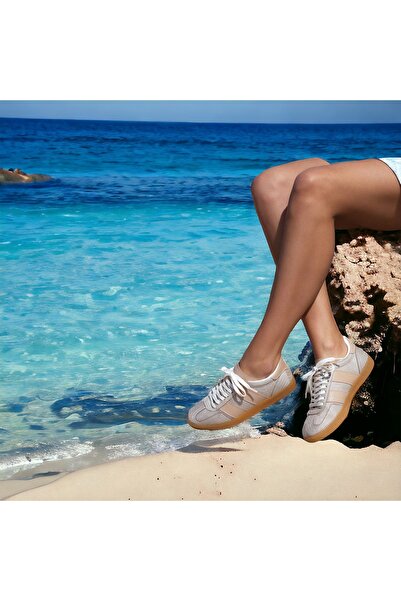 Pretty Girl Pantofi sport pentru femei - bej închis, detaliu brodat, talpă pl...