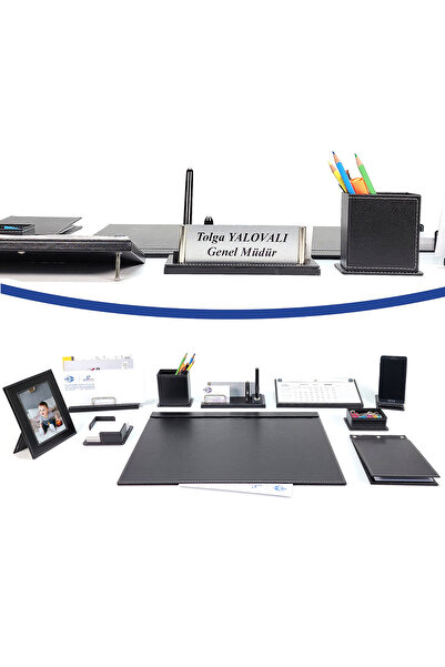 Genel Markalar Osmanbey 10 Parça Siyah Deri Sümen Takımı Ve Masa İsimliği