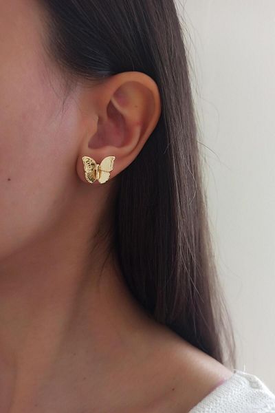 By Zeyna Aksesuar Women's Special Design 2 cm Butterfly Model Earrings zyna005