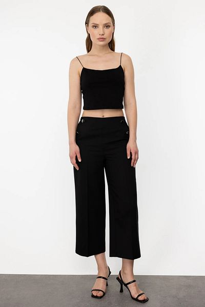 Ekol Wide Leg Capri Trousers Black