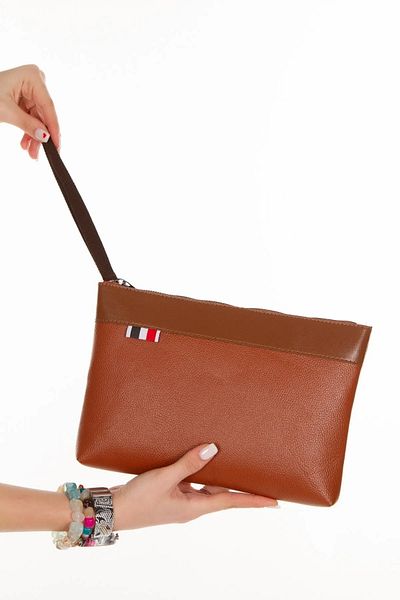 tuldar Unisex Tan Δερμάτινο λουράκι χεριού File Document Daily Portfolio & Clutch Bag