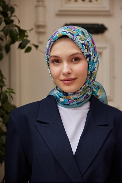 Şalland Baroq Pattern Scarf Turquoise Blue