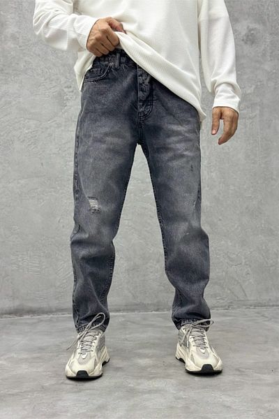 MADZEYMODA Ανδρικό Boyfriend Ripped Λεπτομερές Smoked Jean Jeans