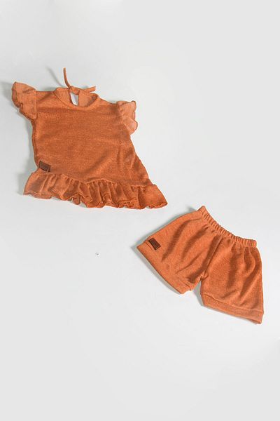 Peki Baby Buy 5 Pay 4 Flamed Thin Single Jersey 100% Cotton Plain Leather Label Set 2-Piece Frilly T-Shirt Sort 14720