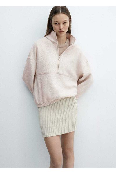 MANGO Woman Zippered Wool Sweatshirt