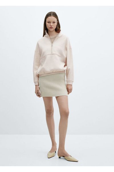 MANGO Woman Zippered Wool Sweatshirt