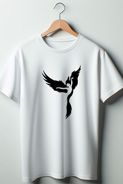 Vordevia Raven Dance Štampano Oversize kroj okrugla kragna Bela majica