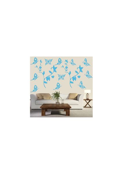 Bosphorus Wall Decoration (Sticker) Blue Butterfly Transparent Film PVC 48x33...