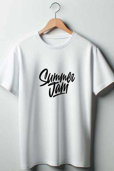 Vordevia Summer Jam Štampano Oversize kroj okrugla kragna Bela majica