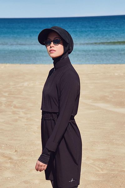 Haşema Σετ μαγιό Esila Black Gingham 5 τεμαχίων Hijab