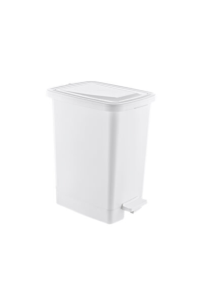GuvenliPazar Orta Boy Plastik 15 lt Slim Pedallı Çöp Kovası Beyaz (İç Kovalı)