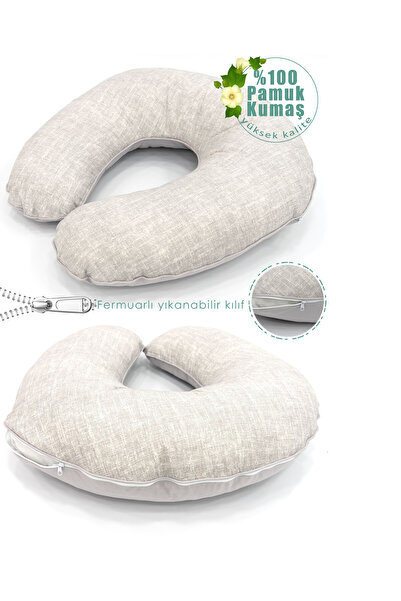 mordesign Gray Double Sided Nursing Pillow - 100% Cotton Ranforce Fabric, Rainbow Series, Baby Support Cushion