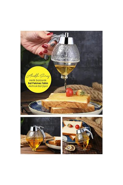 YUNUSOĞLU HOME Mechanical Mica Tap Honey Pot Honey Molasses Tahini Controlled Flowing Balmatik| Honey Jar
