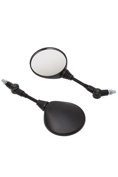 Cherk Motorcycle Black Universal 10mm Side Mirror Rearview Mirror Anti-fall Folding Round Mirror