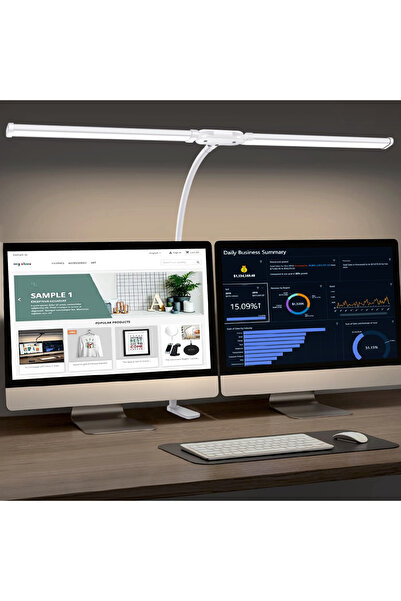 Mzvul مصباح مكتبي للقراءة برأس مزدوج/واحد قابل للطي مصباح طاولة بذراع متأرجح ...