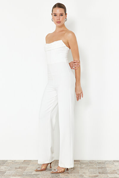 Trendyol Collection Woven Detailed White Corset Jumpsuit - Wedding/Nikah TPRSS24TU00002