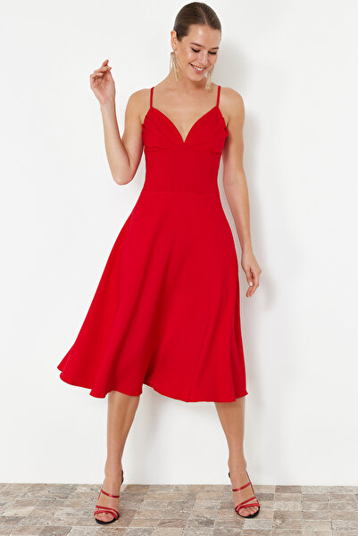 Trendyol Collection A-Cut Red Woven Dress - TPRSS24EL00185