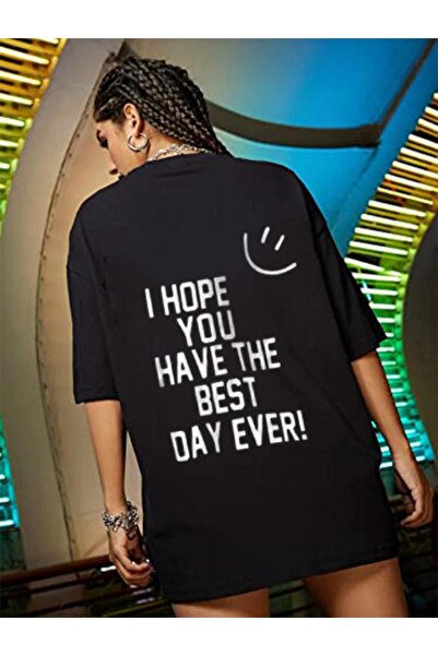 Frisson Γυναικείο μπλουζάκι μεγάλου μεγέθους σε μαύρο χρώμα με στάμπα Best Day