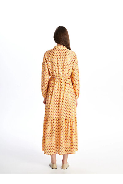 LC Waikiki LCW Modest Gömlek Yaka Desenli Uzun Kollu Kadın Elbise