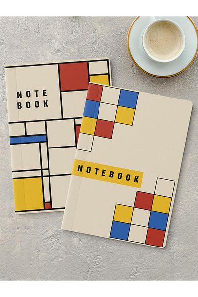 Postifull Set de caiete necăptușite, 2 caiete cu model vintage, blocnotes, caiet de memorie, 64 de coli dimensiune medie