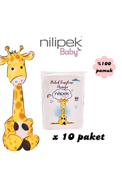 Nilipek baby bebek temizleme pamuğu 10 paket x60 adet