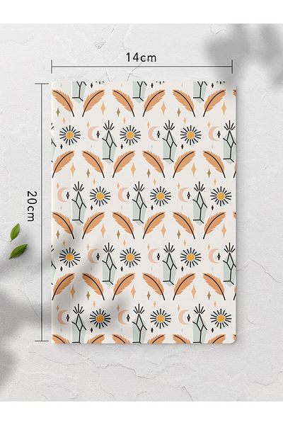 Postifull Caiet fără linii, Caiet cu model Boho, Blocnotes, Caiet pentru minte și memorie, 64 pagini, 14*21 cm