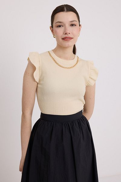 Bigdart Cremefarbene Strickbluse 0430 für Damen
