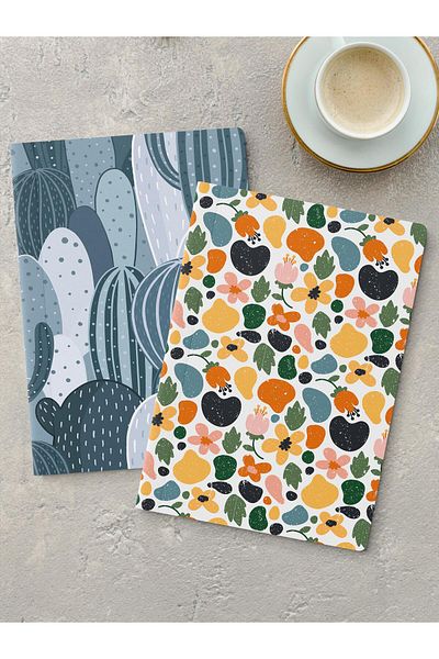 Postifull Unlined Notebook Set, 2 Boho Themed Notebook, Notepad, Memory Book, 64 Pages Medium Size