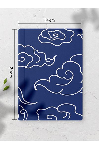 Postifull دفتر ملاحظات غير مبطن، دفتر ملاحظات أزرق ونمط، مفكرة، مفكرة ذهنية وذاكرة، 64 صفحة، 14*21 سم