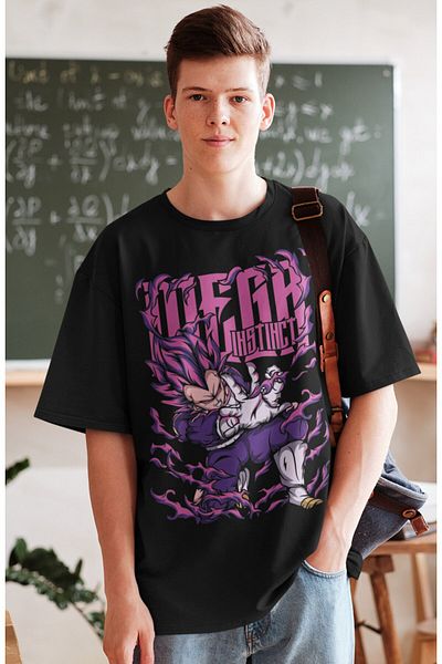 Fuddy Moda Tricou oversize cu imprimeu Dragon Ball Vegeta, tricou unisex cu imprimeu Anime