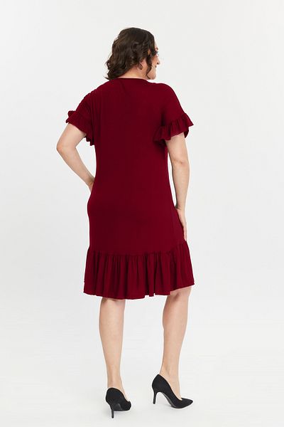 Curvy Trend Fustă cu maneci marimi cu volane rochie din viscoză