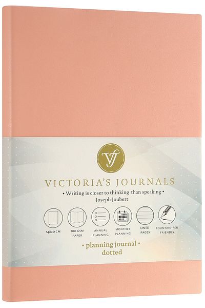 Victoria's Journals Smyth Pastel Undated Thick Leafed Lined Notebook 15x21 Cm (A5) Pink