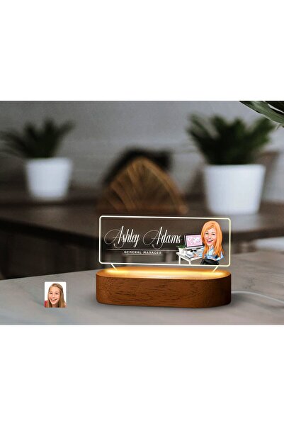 Bk Gift Kişiye Özel İsimli Patron Karikatürlü Led Işıklı Akrilik Masa İsimliğ...